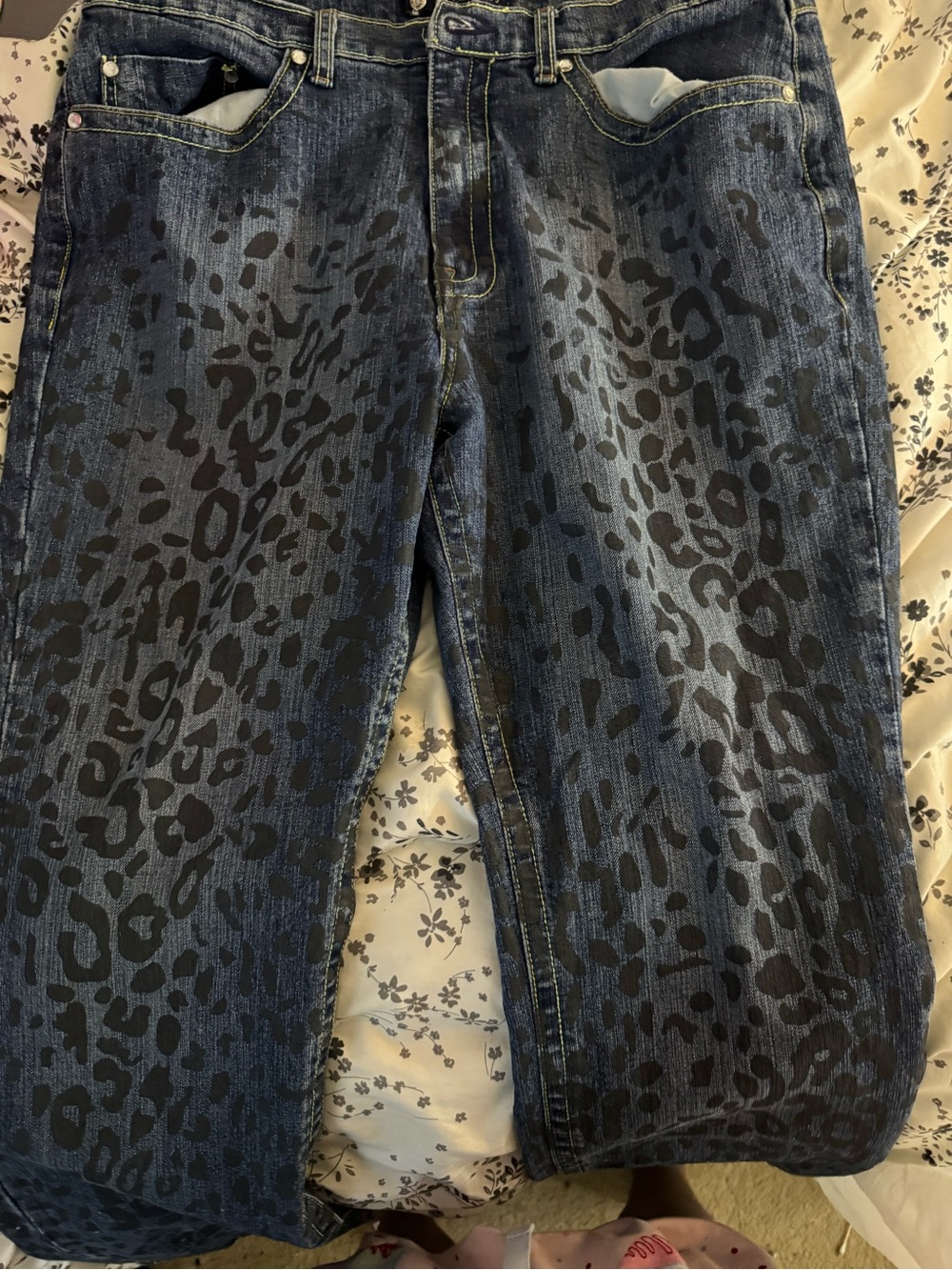 2000s cheetah print jeans